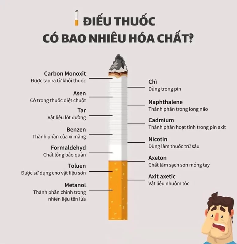 Điếu thuốc có bao nhiêu hóa chất